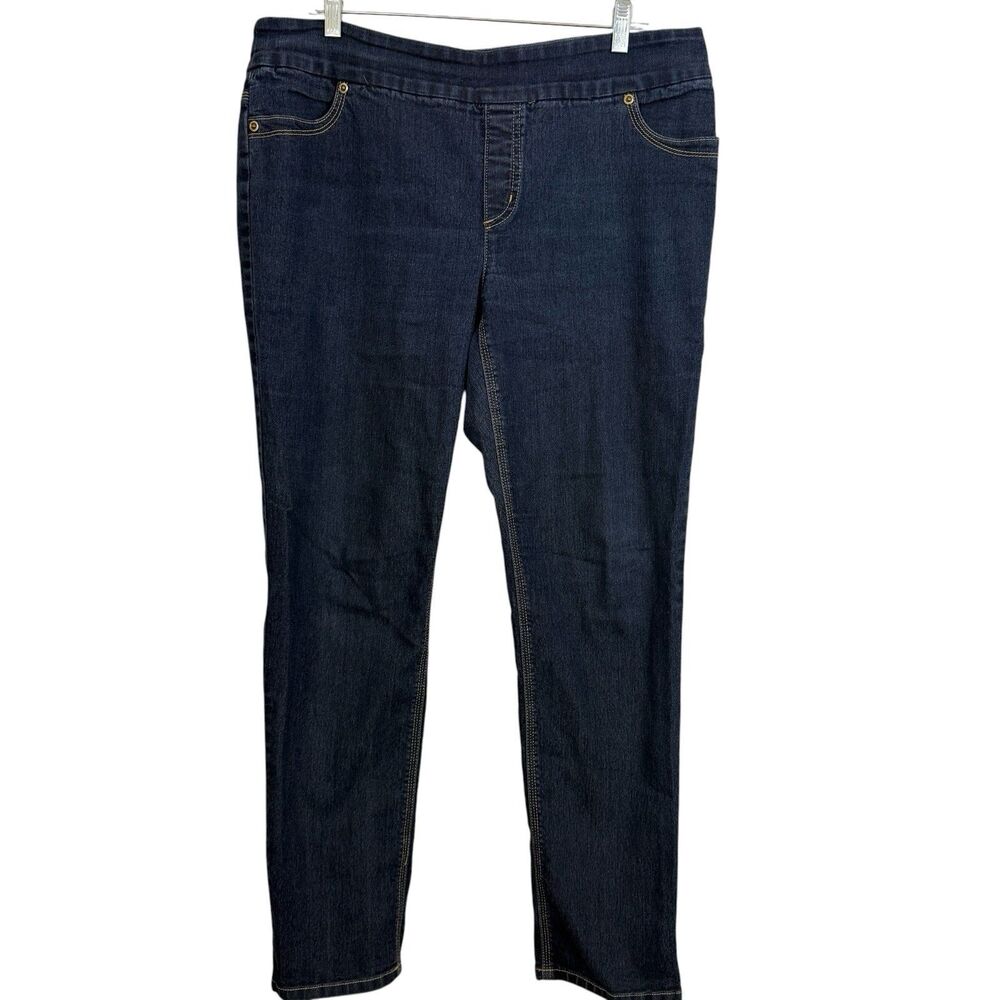 Chico’s Pull On Slim Boot Blue Jeans Size 2.5 (14) High Rise Stretch Denim
